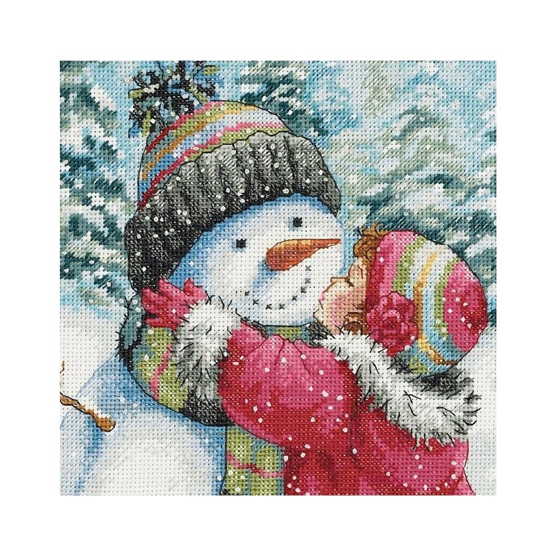D70-08833 - A kiss for Snowman (Bučinys sniego seniui) siuvinėjimo rinkinys Dimensions