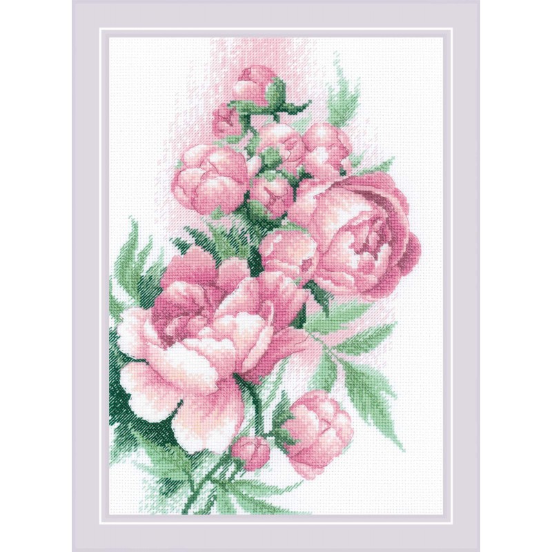 SR 2138 - Vešlūs bijūnai (Lush Peonies) siuvinėjimo rinkinys Riolis