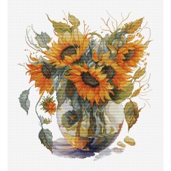 B7025 - Vaza su saulėgrąžomis (Vase with Sunflower) siuvinėjimo rinkinys Luca-S