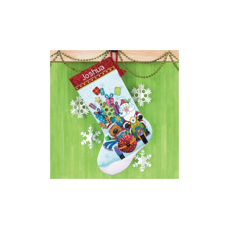 D70-08867 - Santa's Sidecar Stocking siuvinėjimo rinkinys Dimensions