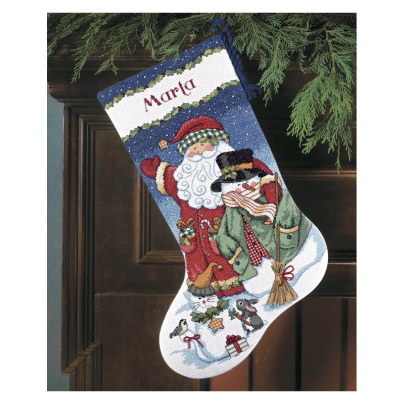 D08714 - Santa & Snowman Stocking siuvinėjimo rinkinys Dimensions