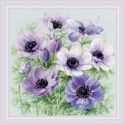 SR 2176 - Violetinės plukės (Purple Anemones) siuvinėjimo rinkinys Riolis