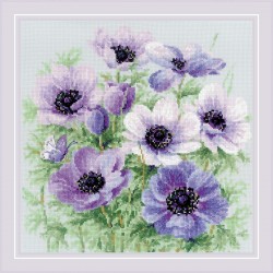 SR 2176 - Violetinės plukės (Purple Anemones) siuvinėjimo rinkinys Riolis