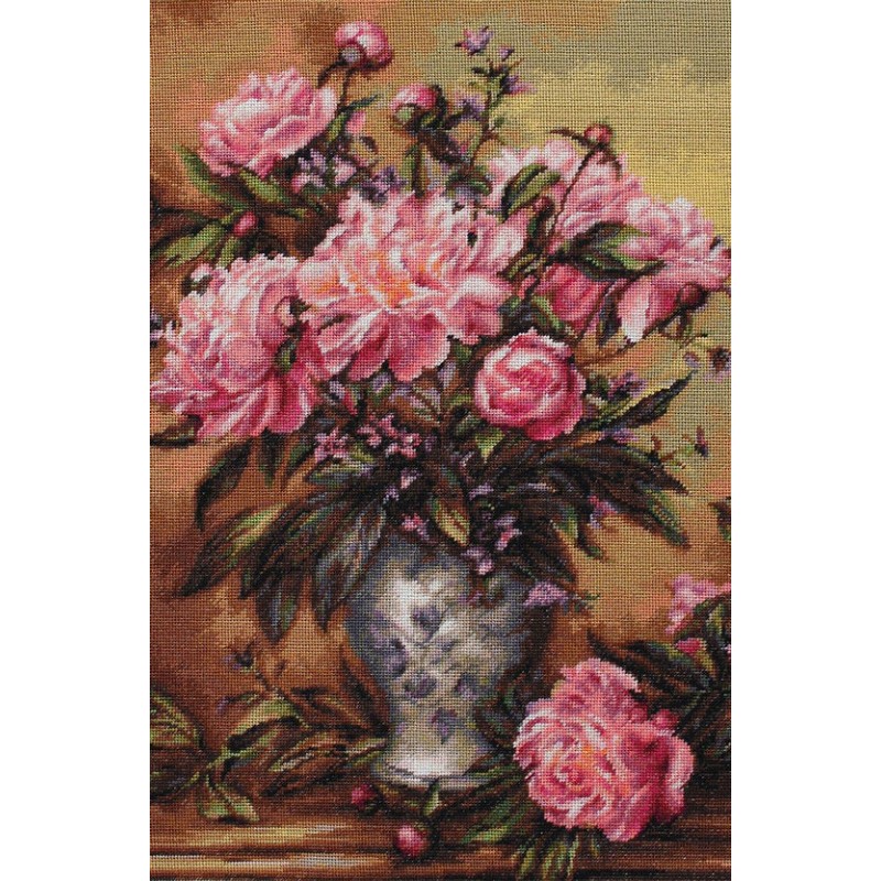 G543 - Bijūnų vaza (Peonies Vase) siuvinėjimo rinkinys Luca-s