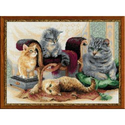 SR 1327 - Kačių šeima (Feline Family) siuvinėjimo rinkinys Riolis