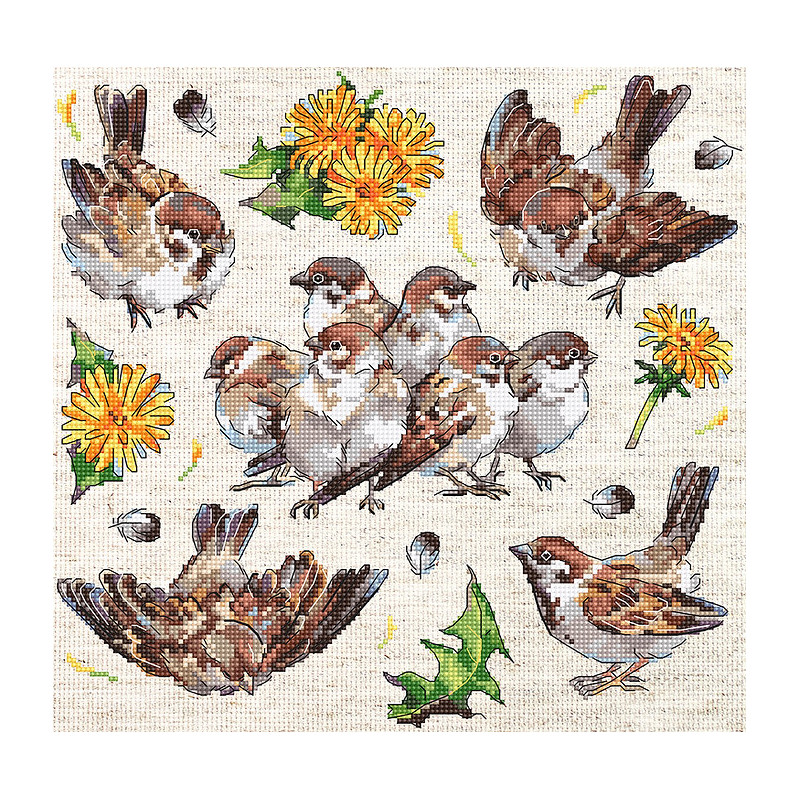 LETI L8803 - Žvirbliai (Sparrows) siuvinėjimo rinkinys Letistitch LETI L8803 - Žvirbliai (Sparrows) siuvinėjimo rinkinys Letistitch