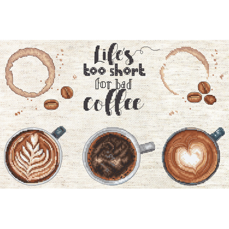 L8097 - Gyvenimas per trumpas blogai kavai (Life's too short for a bad coffee) siuvinėjimo rinkinys Letistitch L8097 - Gyvenimas per trumpas blogai kavai (Life's too short for a bad coffee) siuvinėjimo rinkinys Letistitch