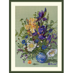 K249 - Irisai ir laukinės gėlės (Irises and Wildflowers) siuvinėjimo rinkinys Merejka