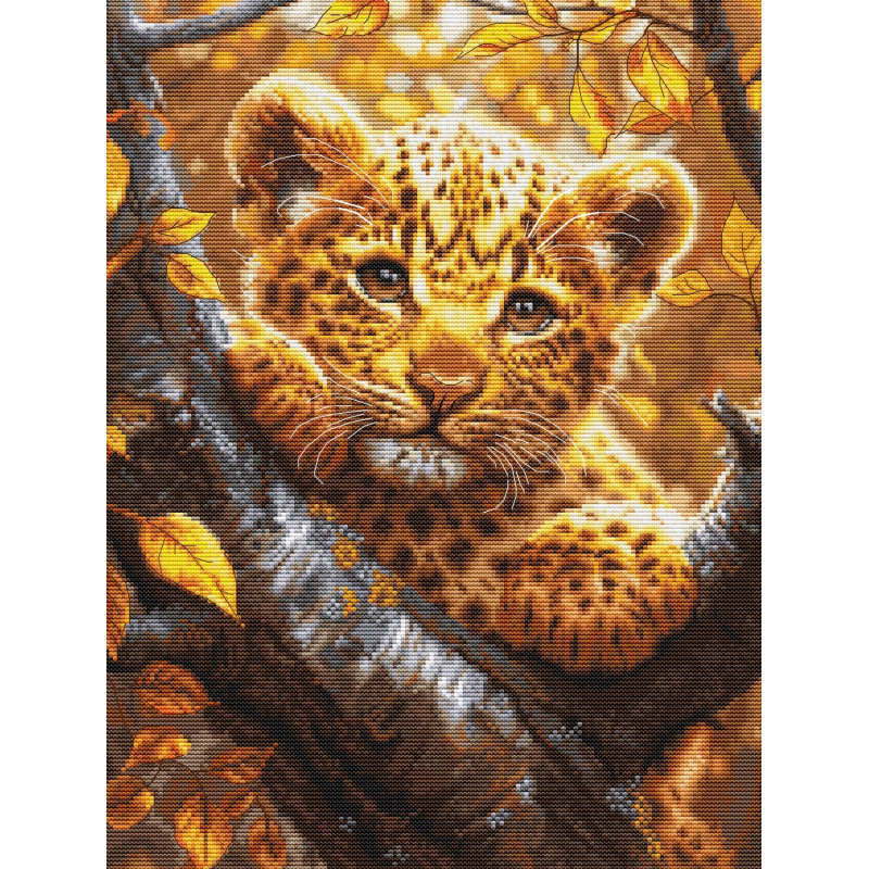 BU5068 - Leopardo jauniklis saulėtekyje (Leopard Cub at Sunrise) siuvinėjimo rinkinys Luca-S