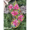 K262 - Rožinės puansetijos Kalėdinė kojinė (Pink Poinsettia Christmas Stocking) siuvinėjimo rinkinys Merejka