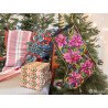 K262 - Rožinės puansetijos Kalėdinė kojinė (Pink Poinsettia Christmas Stocking) siuvinėjimo rinkinys Merejka