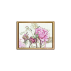 SRA 1009 - Aine kolekcija „Bijūnai. Džiaugsmas“ (Peonies. Delight) siuvinėjimo rinkinys Riolis