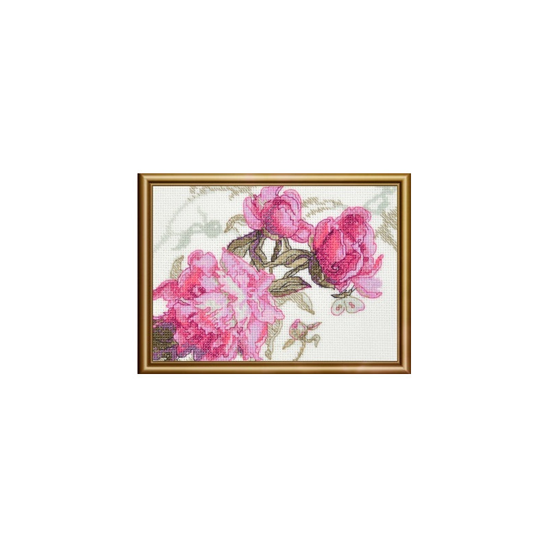 SRA 1010 - Aine kolekcija „Bijūnai. Šnabždesys“ (Peonies. Whisper) siuvinėjimo rinkinys Riolis