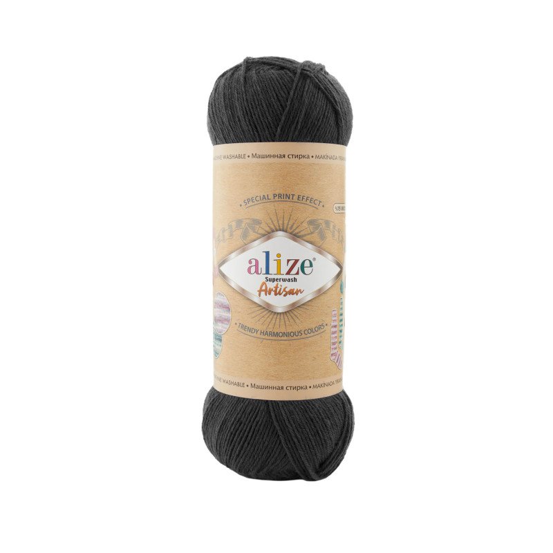 60 - juoda Alize Superwash Artisan