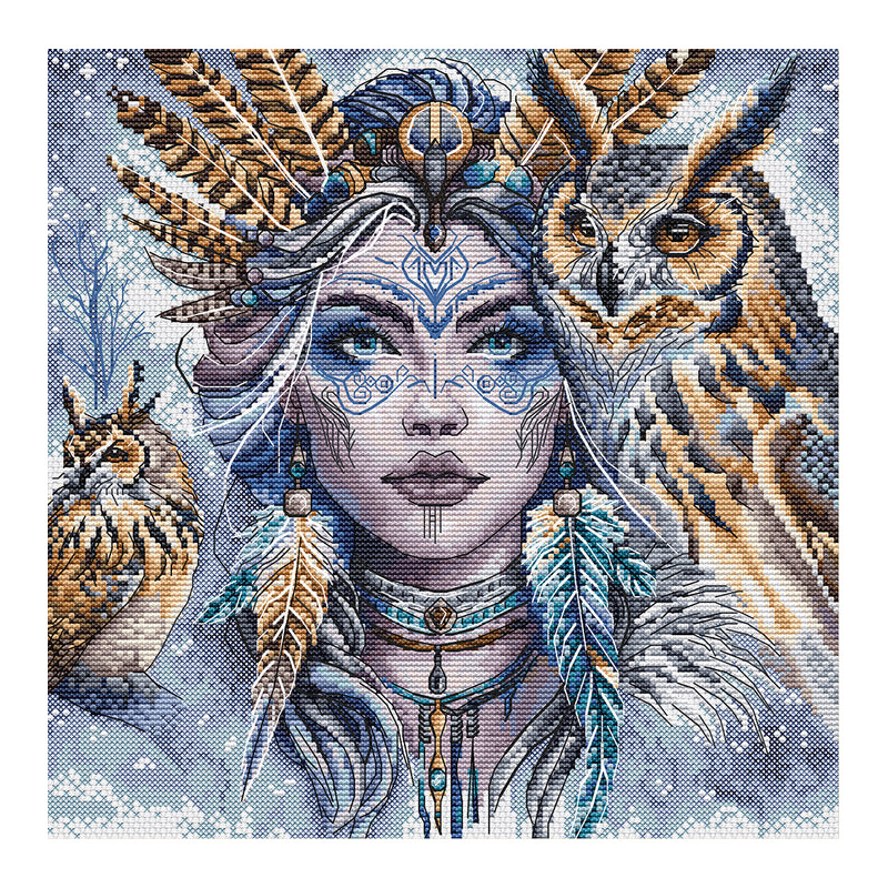 P077 - Karys ir jo globėjiškos pelėdos (The Warrior and Guardian Owls) siuvinėjimo rinkinys AVA Stitch