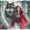 P083 - Jauna mergina ir sargas vilkas (The Young Girl and the Guardian Wolf) siuvinėjimo rinkinys AVA Stitch
