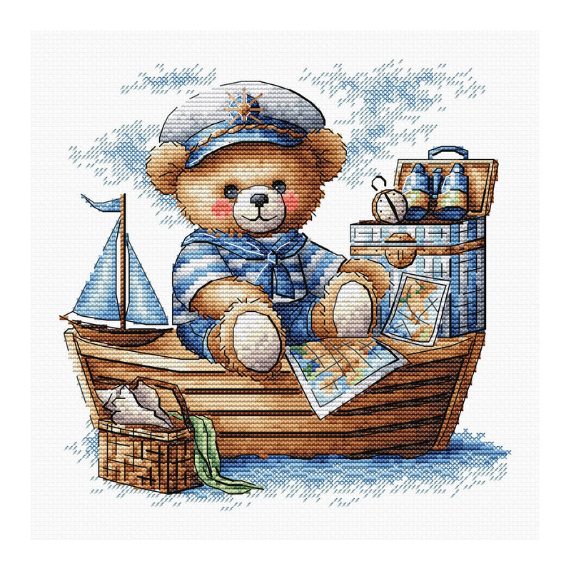 P050 - Kapitonas meškinas atviroje jūroje (Captain Bear on the High Seas) siuvinėjimo rinkinys AVA Stitch