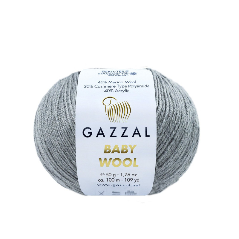 818 - pilka Gazzal Baby Wool XL