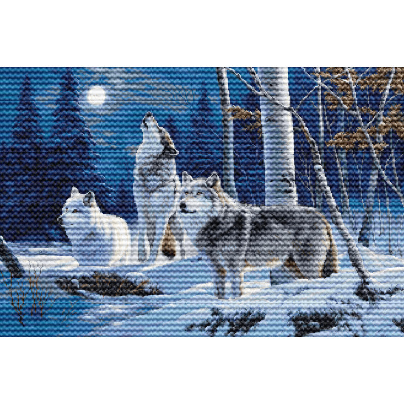 G727 - Vilkų staugimas ir žiemos mėnulis (The Howl of Wolves and the Winter Moon) siuvinėjimo rinkinys Luca-S