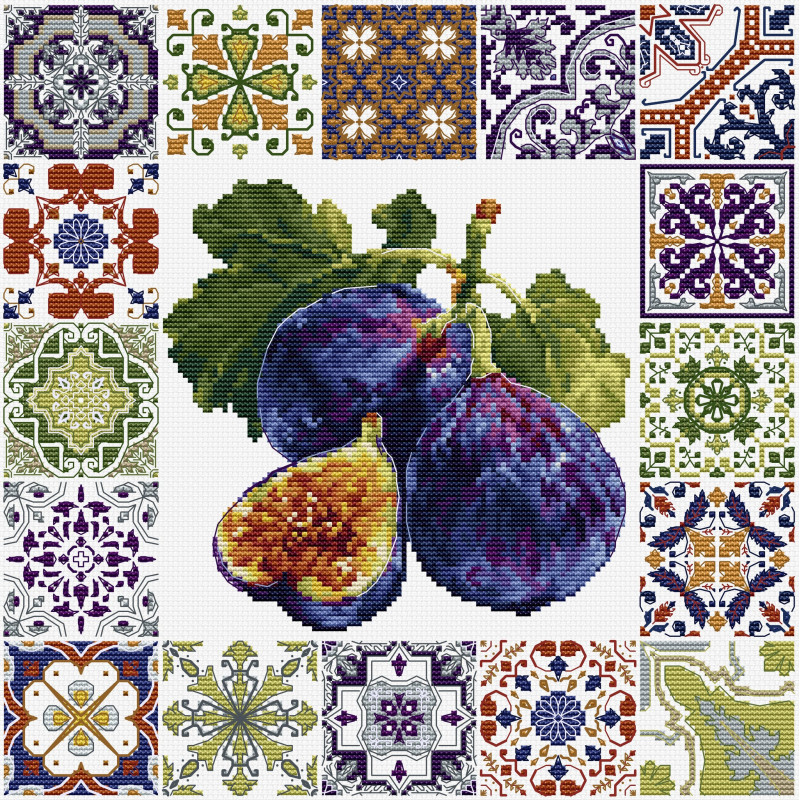 B7057 - Viduržemio jūros figų mozaika (Mediterranean Fig Mosaic) siuvinėjimo rinkinys Luca-S