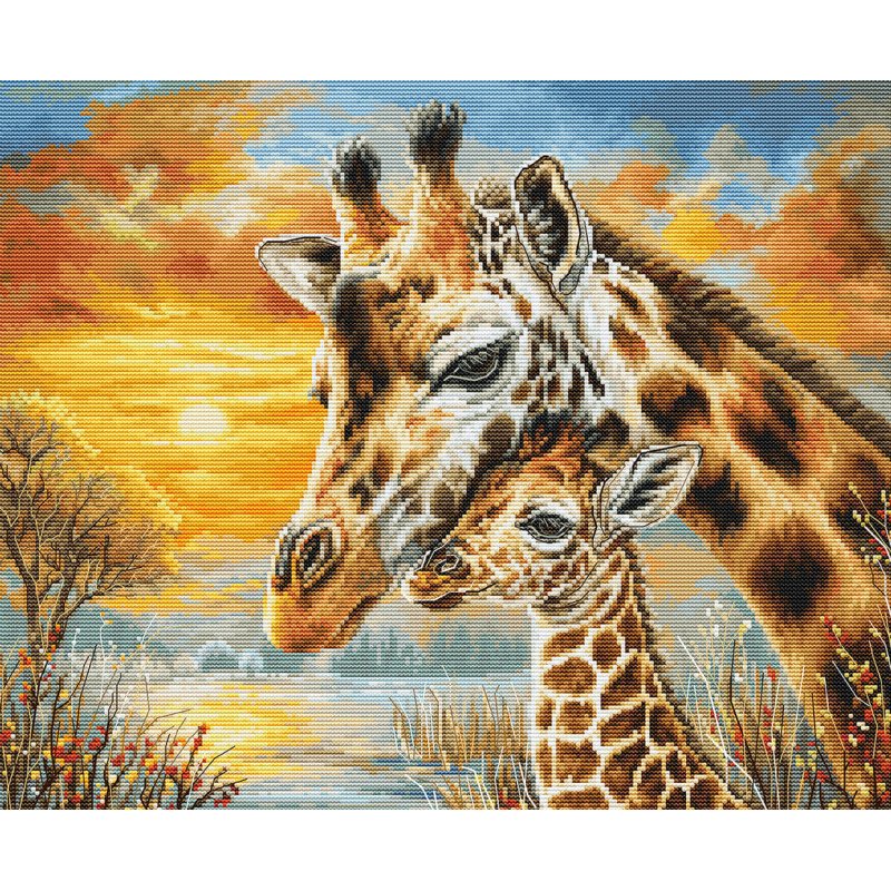 BU5109 - Žirafos apkabinimas (Giraffe Cuddle) siuvinėjimo rinkinys Luca-S