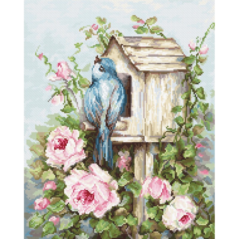 B2352 - paukščių namas ir rožės (Bird House and Roses) siuvinėjimo rinkinys Luca-S