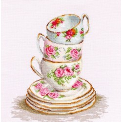 BA2323 - 3 sukrauti arbatos puodeliai (3 Stacked Tea Cups) siuvinėjimo rinkinys Luca-S