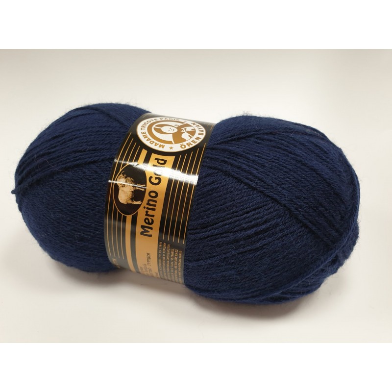 019 - tamsi mėlyna Merino Gold Madame Tricote Paris