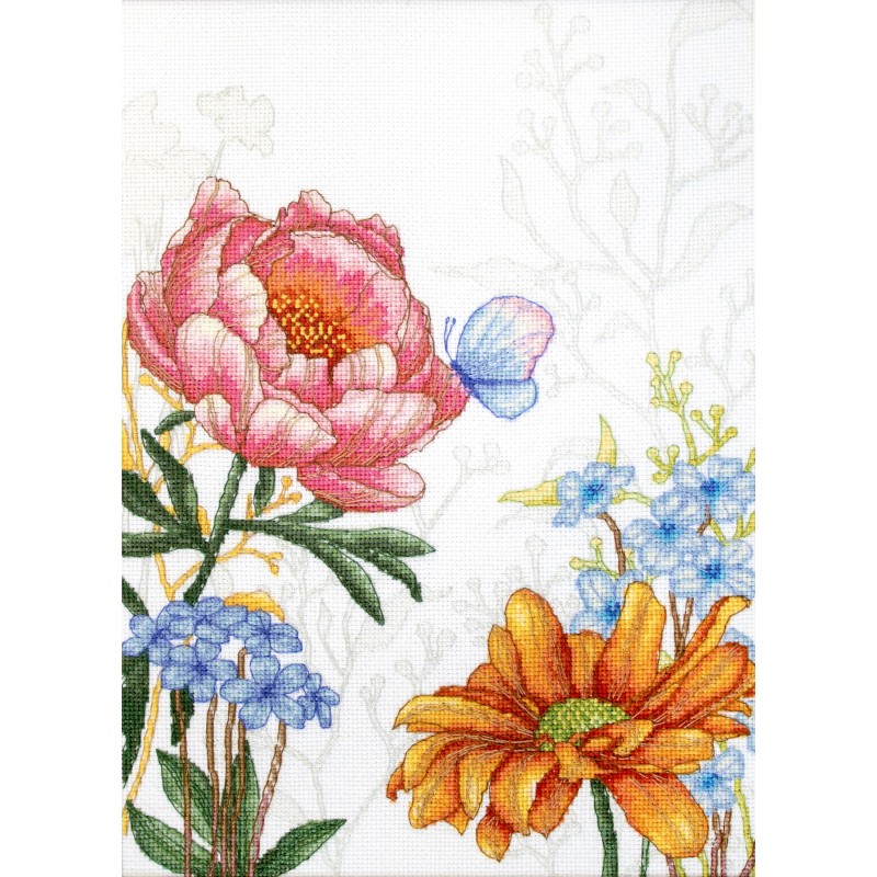 BU4019 - gėlės ir drugelis ( Flowers and Butterfly) siuvinėjimo rinkinys Luca-S