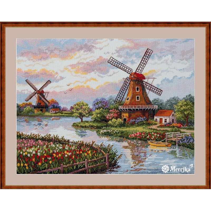 K-167 - Olandijos vėjo malūnai (Dutch Windmills) siuvinėjimo rinkinys Merejka