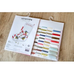 LETI 949 - Mėlynos zylės kojinė (Blue tits Stocking) siuvinėjimo rinkinys Letistitch