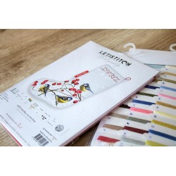 LETI 949 - Mėlynos zylės kojinė (Blue tits Stocking) siuvinėjimo rinkinys Letistitch