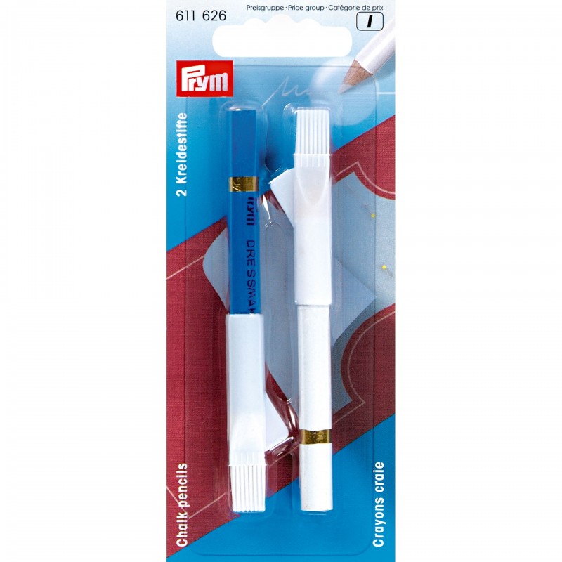 Prym 611626 - kreidos pieštukas ir teptukas, baltas/mėlynas Prym 611626 - kreidos pieštukas ir teptukas, baltas/mėlynas