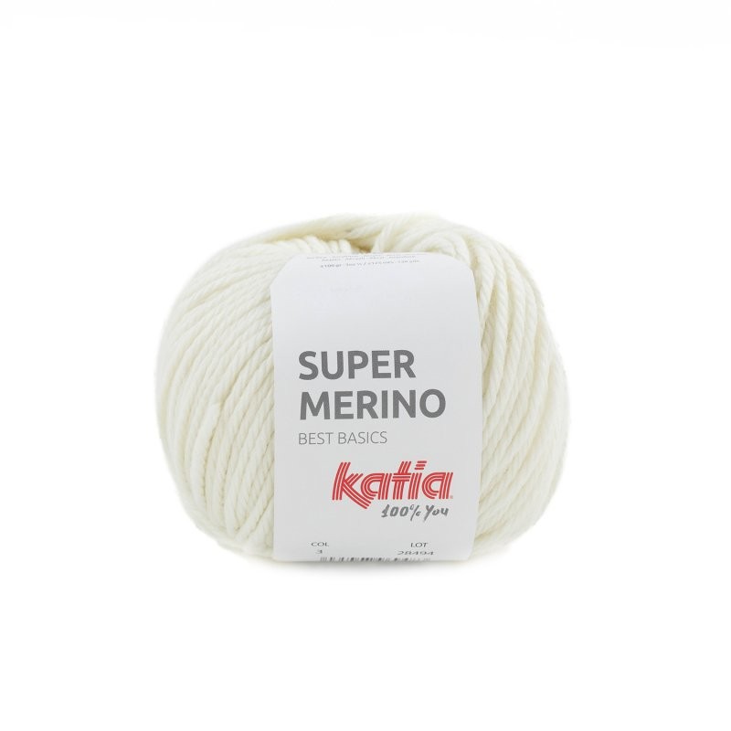 3 - pieno balta Katia Super Merino