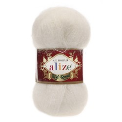 62 - pieno balta Alize Kid Mohair