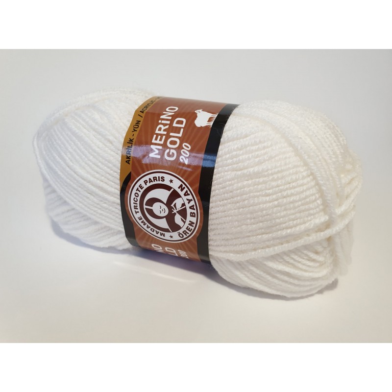 000 - balta Madame Tricote Paris Merino Gold 200