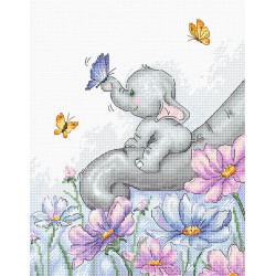 B1183 - Dramblys su drugeliu (Elephant with butterfly) siuvinėjimo rinkinys Luca-S