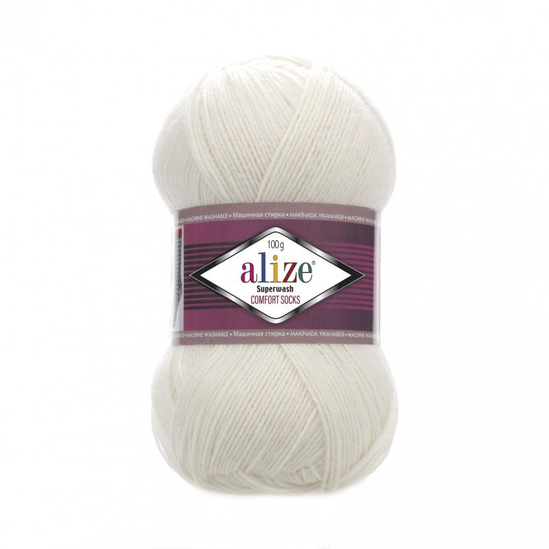 01 - pieno balta Alize Superwash Comfort 100