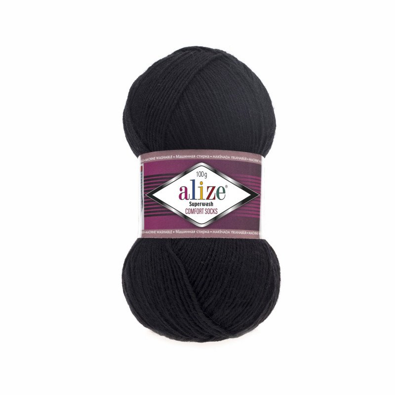 60 - juoda Alize Superwash Comfort 100