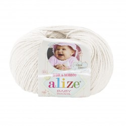 62 - pieno balta Alize Baby Wool