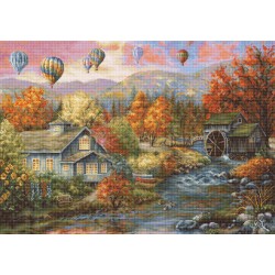 B616 - Rudens upelio malūnas (Autumn Creek Mill) siuvinėjimo rinkinys Luca-S