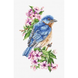 B1198 - Mėlynas paukštis ant šakelės (Blue bird on the branch) siuvinėjimo rinkinys Luca-S