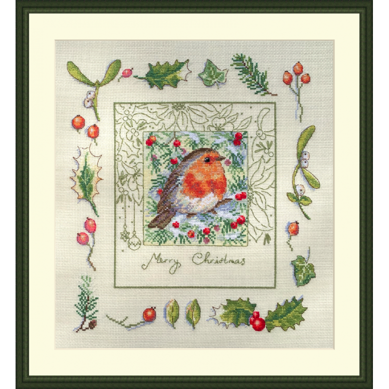 K224 - Kalėdų Robinas (The Christmas Robin) siuvinėjimo rinkinys Merejka