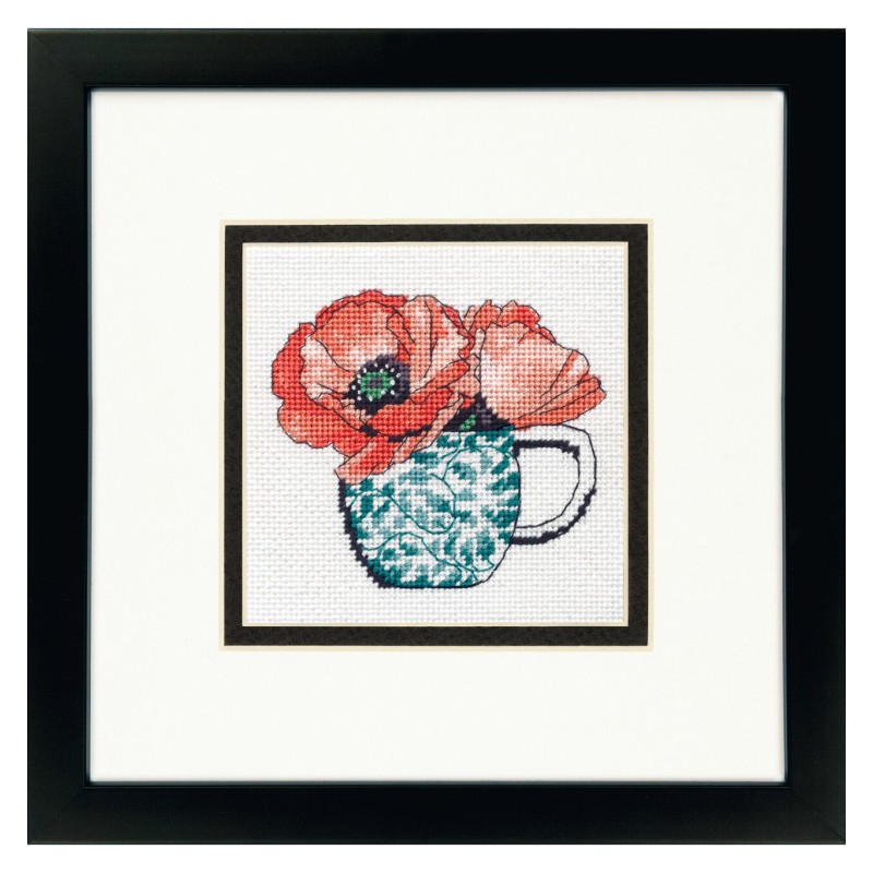 D71-07247 - Floral Teacup siuvinėjimo rinkinys Dimensions